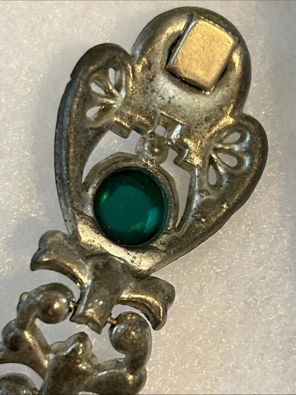 Art Deco Bracelet with Green Cabochon